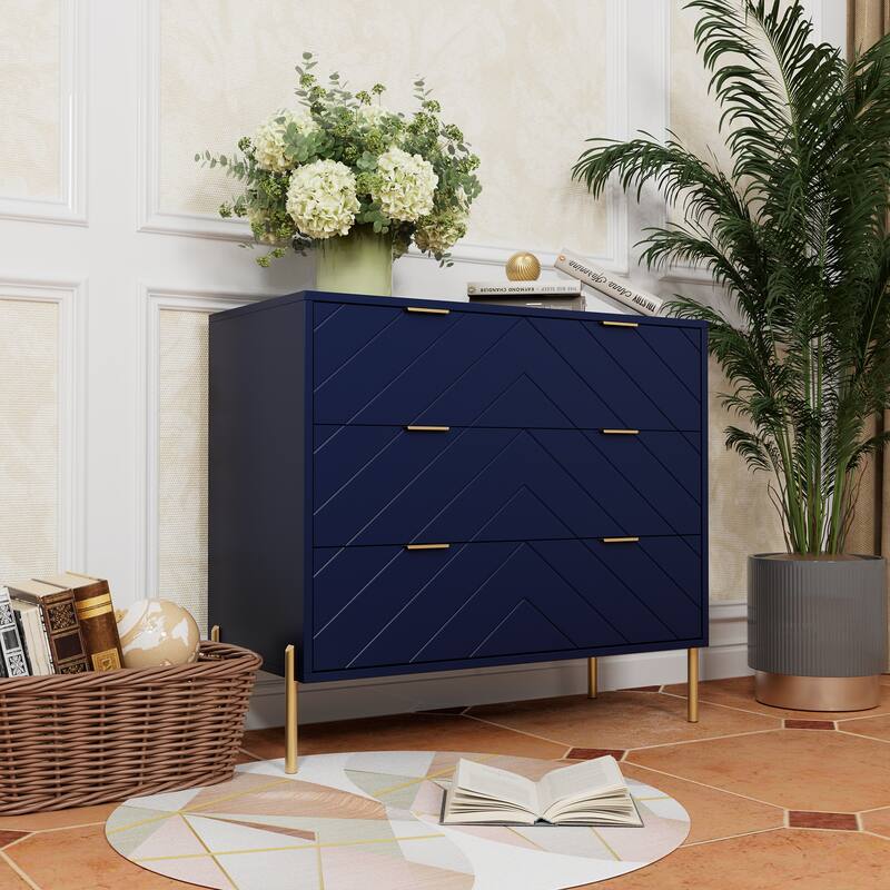 Clihome 3-Drawer Storage Chest Dresser for Bedroom