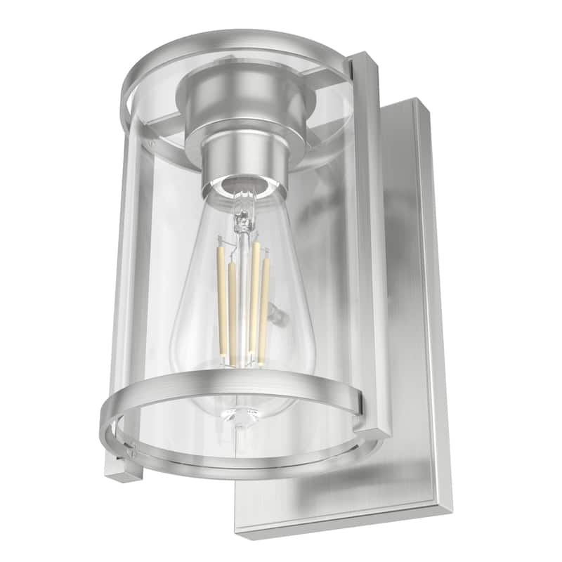 Hunter Astwood 1-Light Wall Sconce, Clear Glass, Damp-Rated, Bath or Hall Light - Contemporary, Transitional, Art-Deco