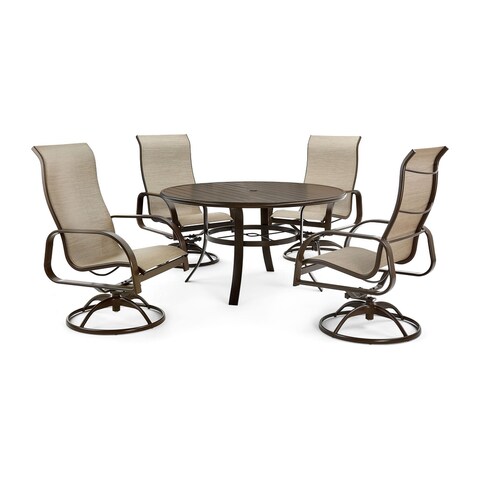 Seagrove II 5-piece Patio Dining Set with 54-inch Round Table - Glider Chairs
