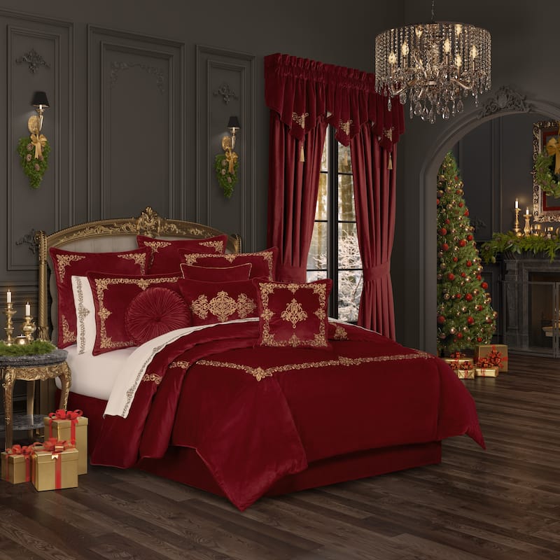 J. Queen New York Noelle Christmas Duvet Cover Set - Crimson - Full - Queen