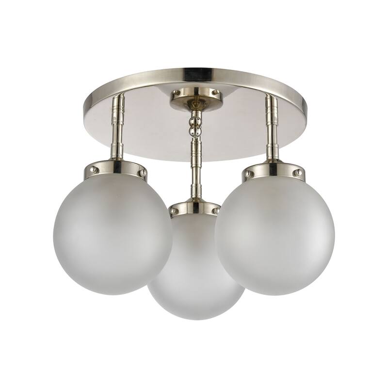Elk Home Boudreaux Polished Nickel Glass 3 Light Semi Flush Mount