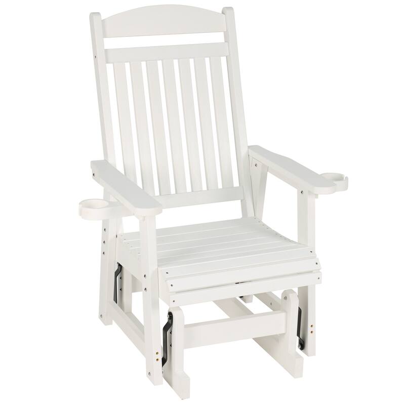 Poly Lumber Patio Glider for One Person with Cup Holders, HIPS Material, All-Weather Resistant