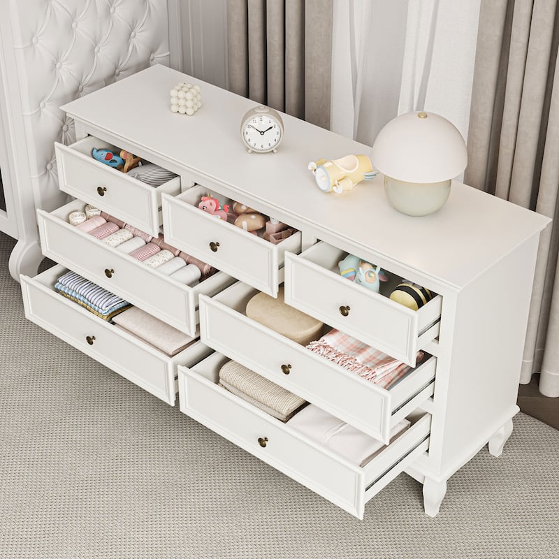 7 - Drawer Dresser with Solid Wood Legs and Painted Finish