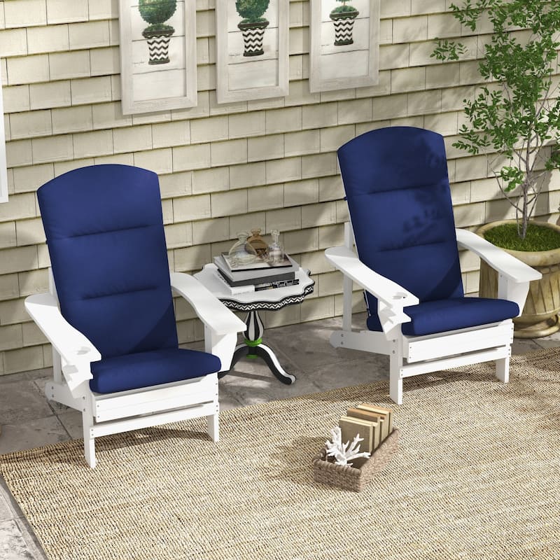 Outsunny Adirondack Chair Cushions, Outdoor Chair Cushions for Fire Pit Chairs with Seat Cushion, Back Cushion and Ties - blue