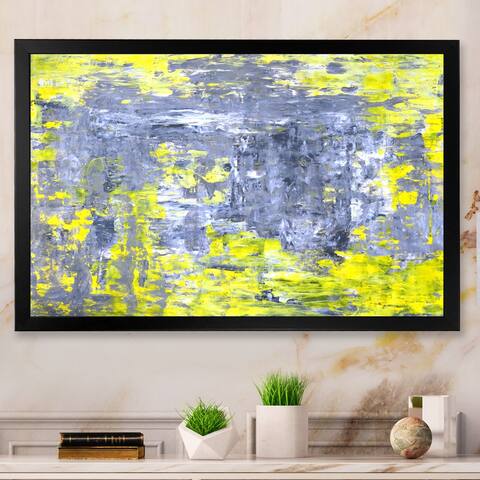 Designart "Gray And Yeollow Abstract Merging V" Modern Framed Wall Art