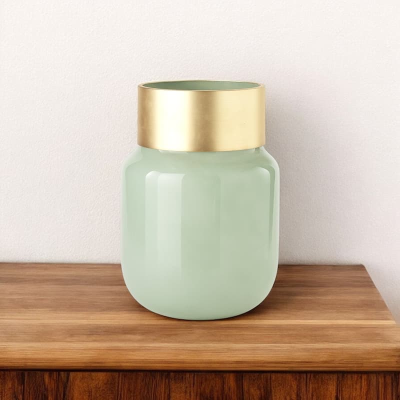 Green Abstract Crystal Glass Vase for Modern Home Decor - 12"