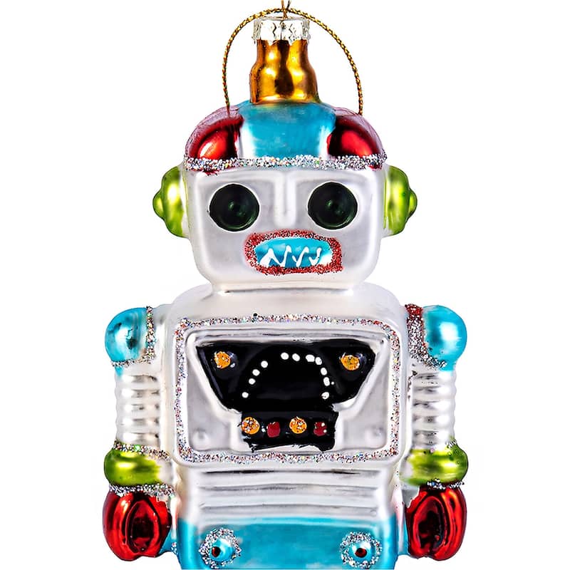 Robot Glass Christmas Tree Ornament - 2.8 х 1.6 х 5.75"