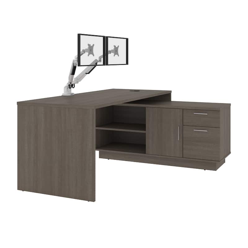 BESTAR Equinox 72W L-Shaped Desk with Monitor Arms