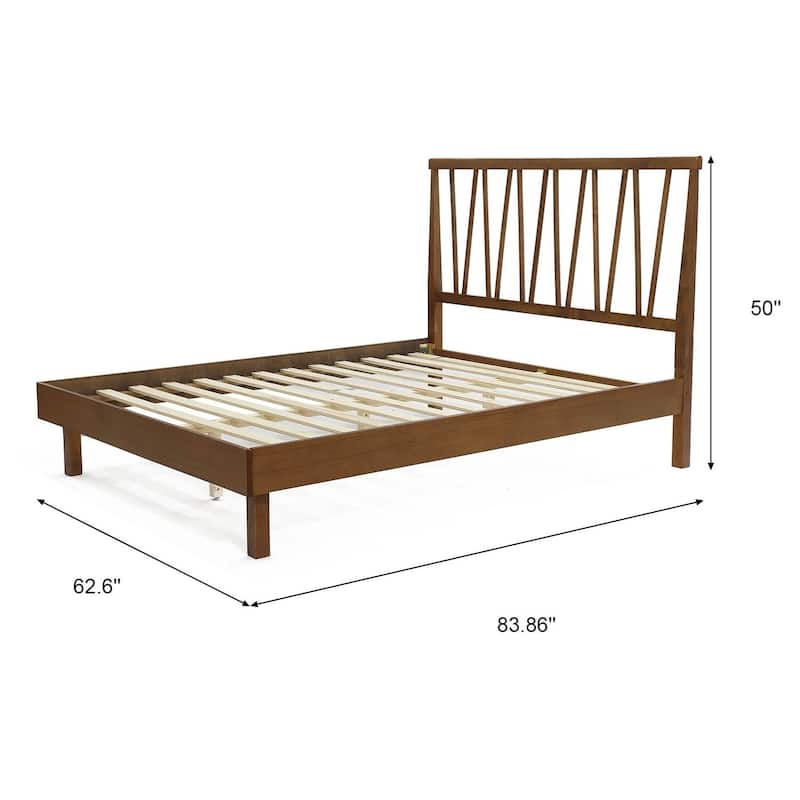 Wood Platform Bed Frame with Headboard - Old World Charm Bed Set - Modern Bedroom Furniture