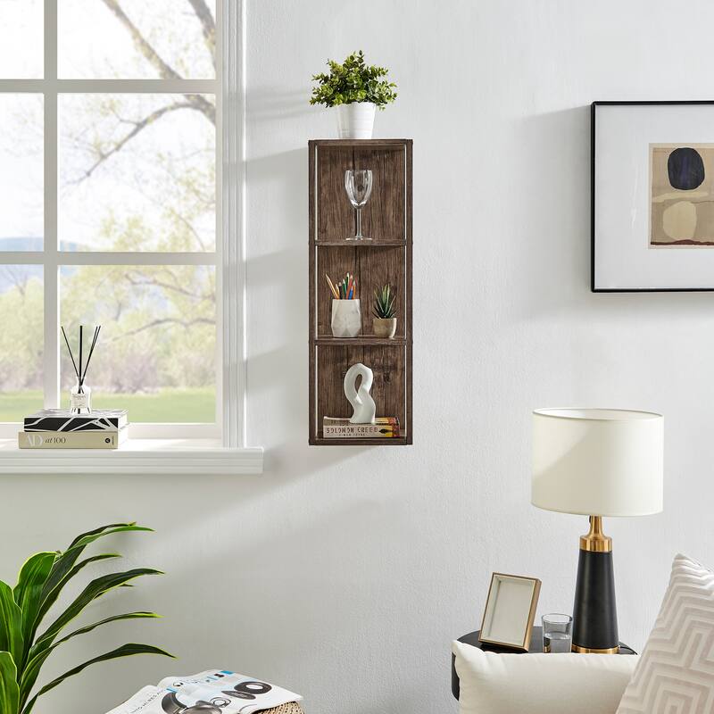 Danya B. Recife Vertical Three-Tier Modern Shadow Box Cube Display Wall Shelf - N/A
