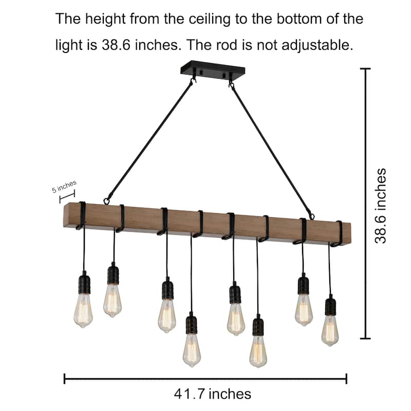 Irma 8-light Natural Wooden Beam Linear Chandelier