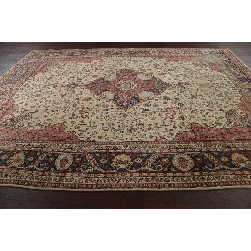 Antique Vegetable Dye Authentic Oushak Turkish Wool Area Rug Handmade - 8'11" x 11'7"
