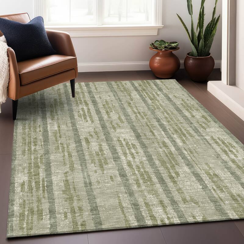 Machine Washable Indoor/ Outdoor Chantille Stripe Ombre Rug