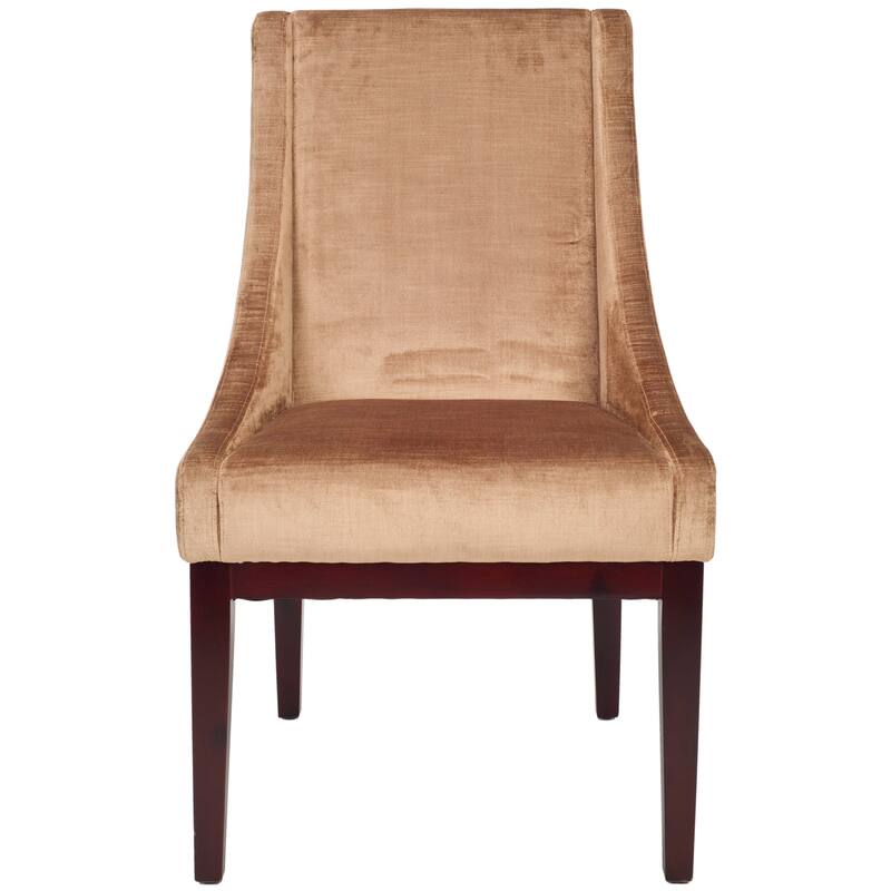 SAFAVIEH Dining Dark Champagne Sloping Arm Velvet Chair - 23" x 26.2" x 39.2"
