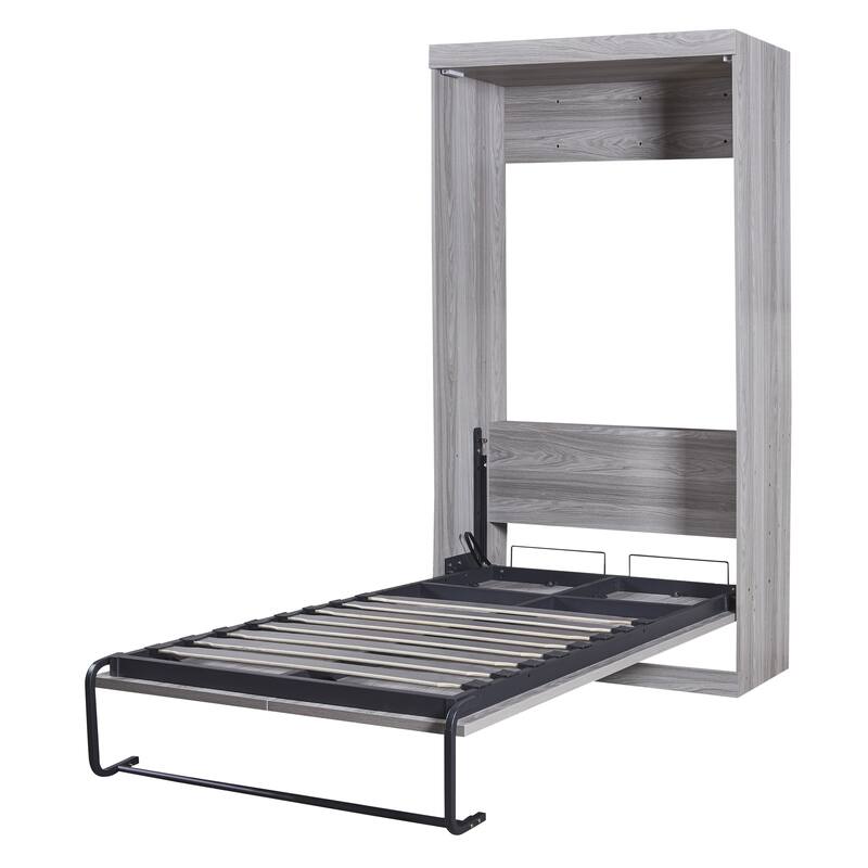 Space-Saving Twin Size Folding Cabinet Bed, Gray