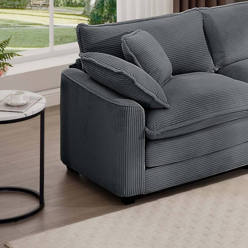 Corduroy U-Shape Modular Sofa with Ottomans, Convertible Corner Couch
