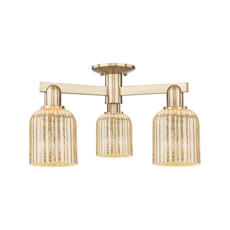 Innovations Lighting 716-3F-11-23 Bridal Veil Semi-Flush Bridal Veil 3 - Champagne Bronze / Mercury