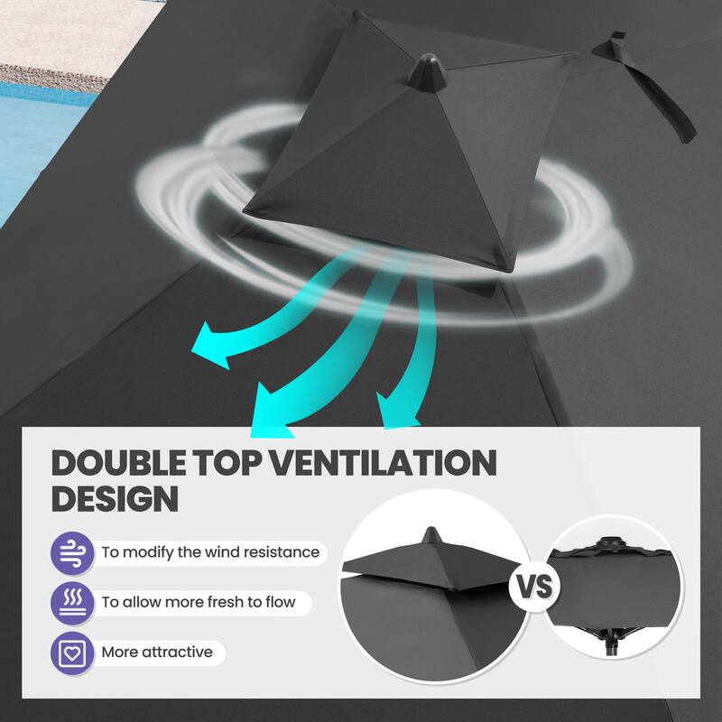 9/11-Piece Outdoor Patio Dining Set Aluminum Dining Table and Chairs w/10 ft Market Umbrella and Base with Wheels