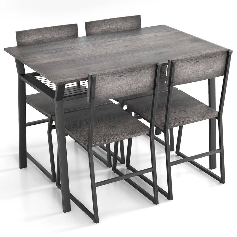 Costway 5 Piece Dining Table Set Industrial Rectangular Kitchen Table