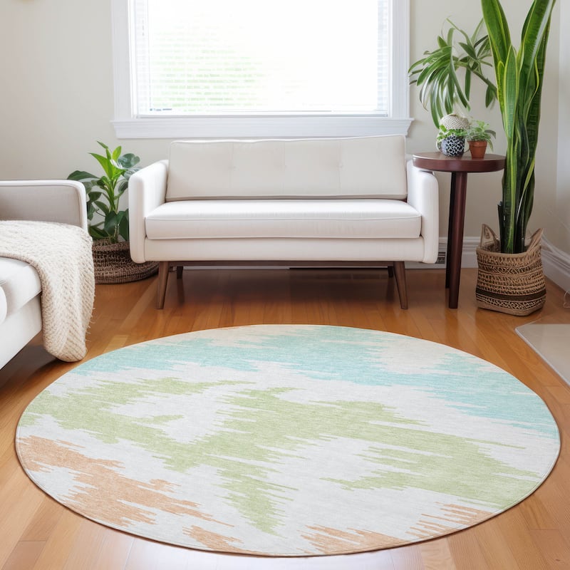 Premium Washable Super Soft Modern Chic Mayfield Rug - White - 8' x 8' - Round