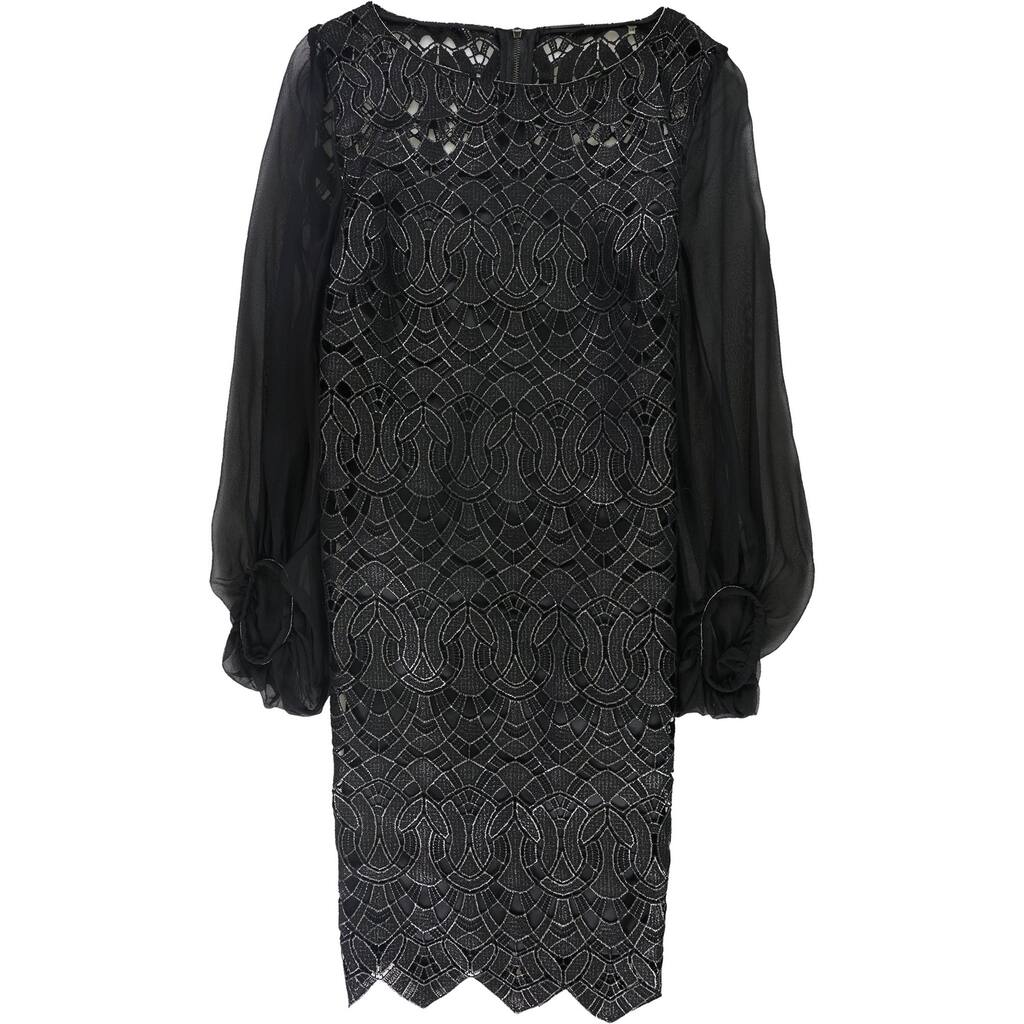 Elie Tahari Womens Metallic Cocktail Dress,, Black, 4