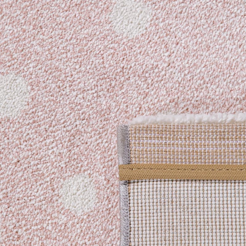 Kids Rug Checkered with Rainbows & Hearts in Pink White