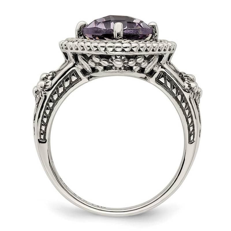 Curata 925 Sterling Silver Polished Prong set With 14k 2.10Pink Amethyst Ring