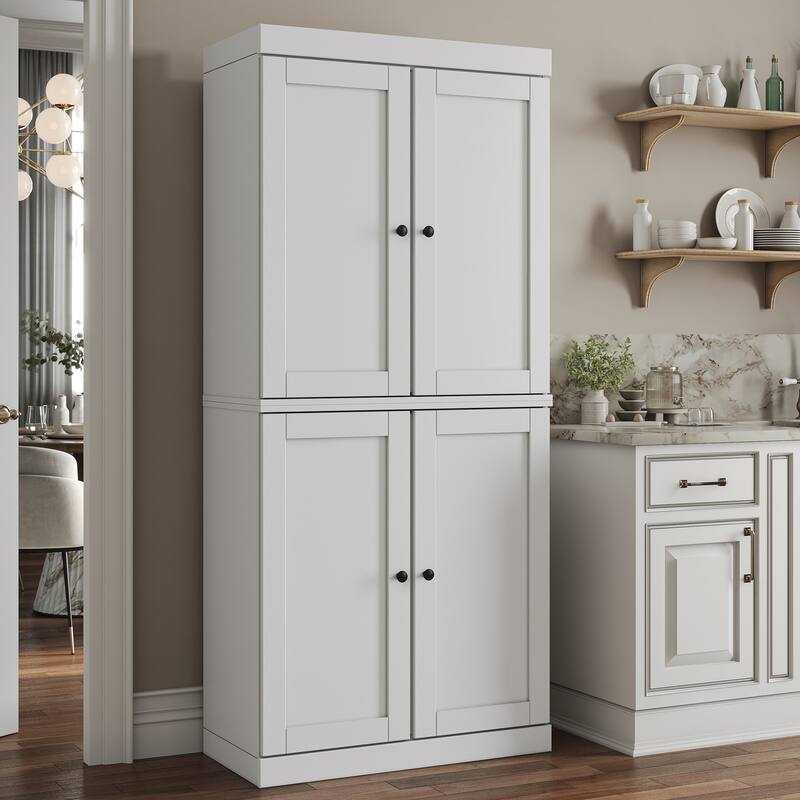 Palace Imports 100% Solid Wood Pantry Cabinet, Shaker Doors, 2 Drawers, Adjustable Shelves, 32" Wide, 71.5" Tall