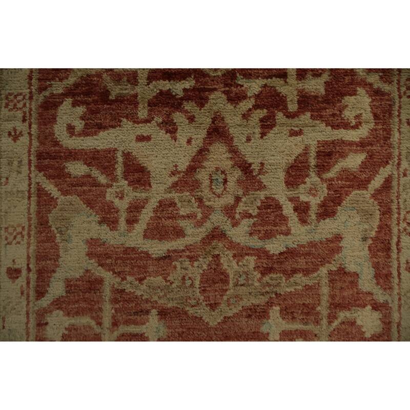 Hand Knotted Oriental 100% Wool Carpet Traditional Floral Oranges & Rust Ziegler Runner Rug - 13' 2'' X 2' 6''
