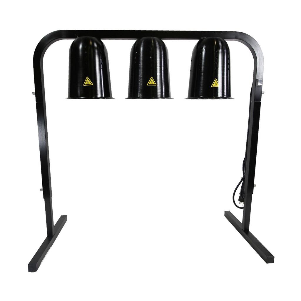 Metal Frame Standing Heating Lamp with 3 Inverted Shades, Black