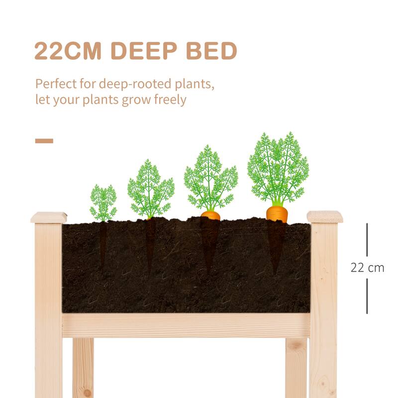 Outdoor Raised Garden Bed with Legs, Elevated Wooden Garden Self-Draining Planter Box for Gardening Backyard Patio, Natural