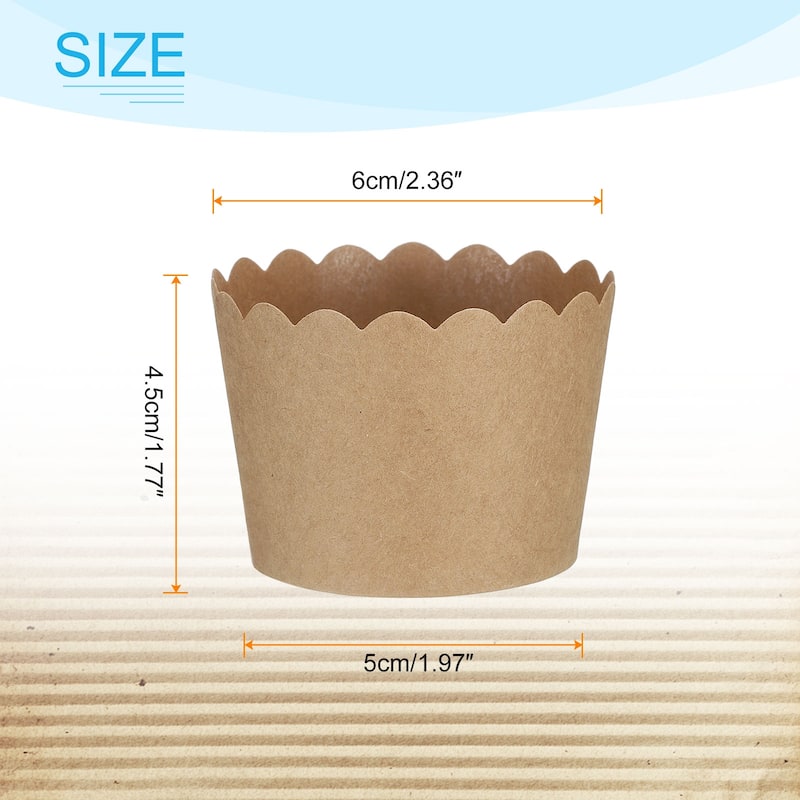 100Pcs Paper Baking Cups Brown Kraft Paper Muffins Liner Cupcake - Small
