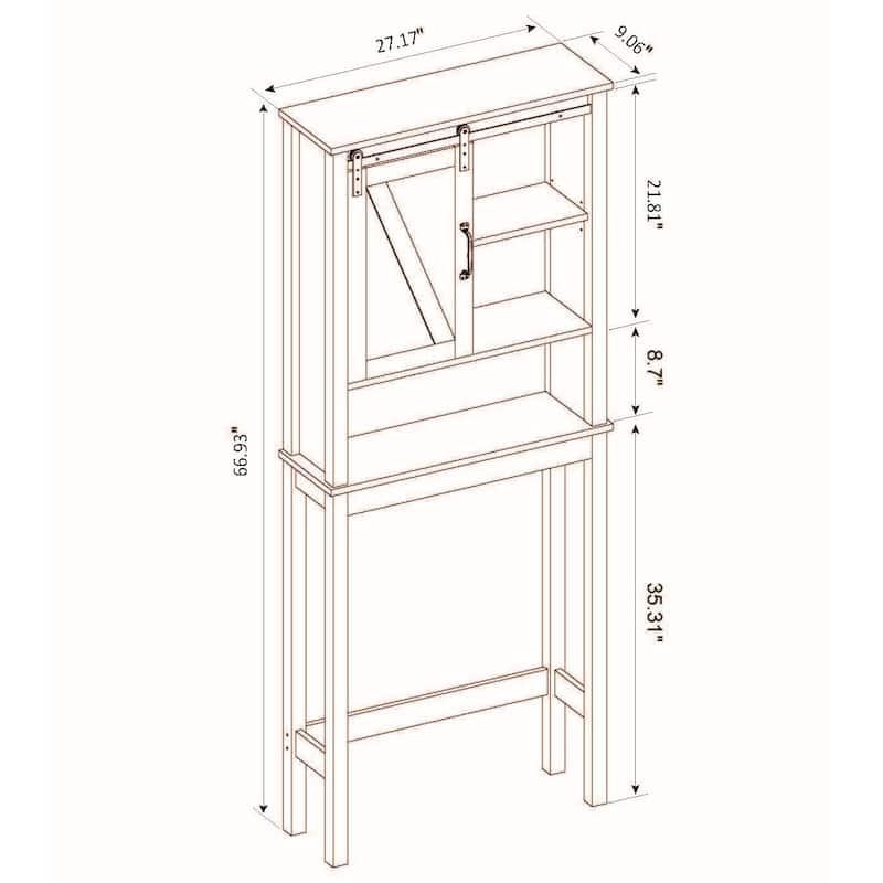 Farmhouse White MDF Wood Over-the-Toilet Space Saver Bathroom Cabinet