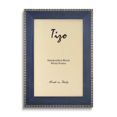 Curata Blue with Black and White Border 8x10 Handcrafted Wood Photo Frame