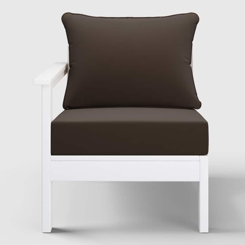 Birchwood All Weather HDPE Outdoor Patio Deep Seating White Left Arm Facing Chair With Cushions (1-Piece)