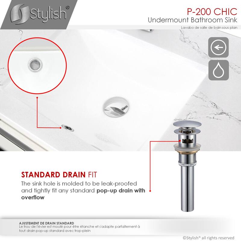 STYLISH 20.75" W x 15.5" D White Rectangular Undermount Bathroom Sink Set of 2
