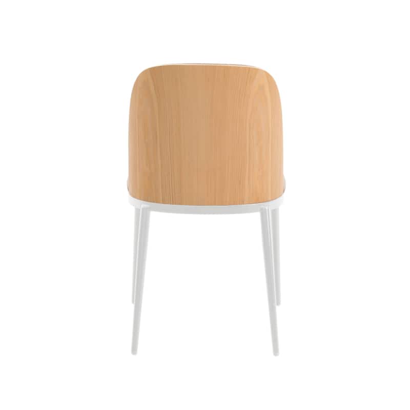 LeisureMod Tule Dining Chair with Upholstered Seat and White Steel Frame, Set of 2