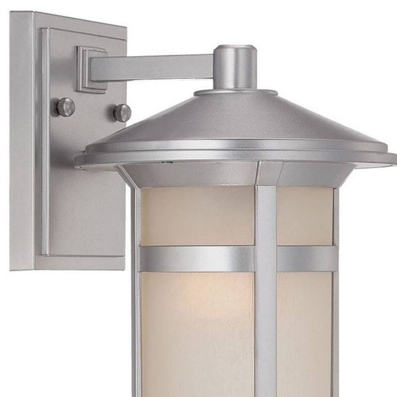 Brushed Silver Marble Outdoor Wall Light with Frosted Glass Hardwired, Dimmable - 9.25” x 8” x 12.13” (D x W x H)