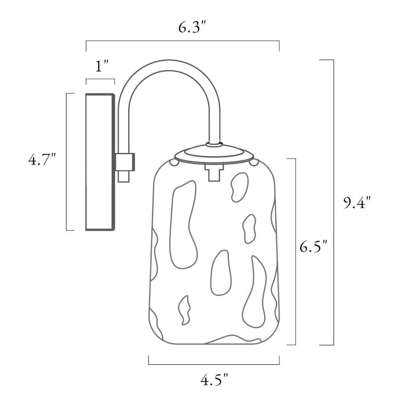 Modern Farmhouse 1-Light Mason Jar Wall Sconce Hand-blown Glass Bathroom Vanity Light - D 4.3" x H 9.4"