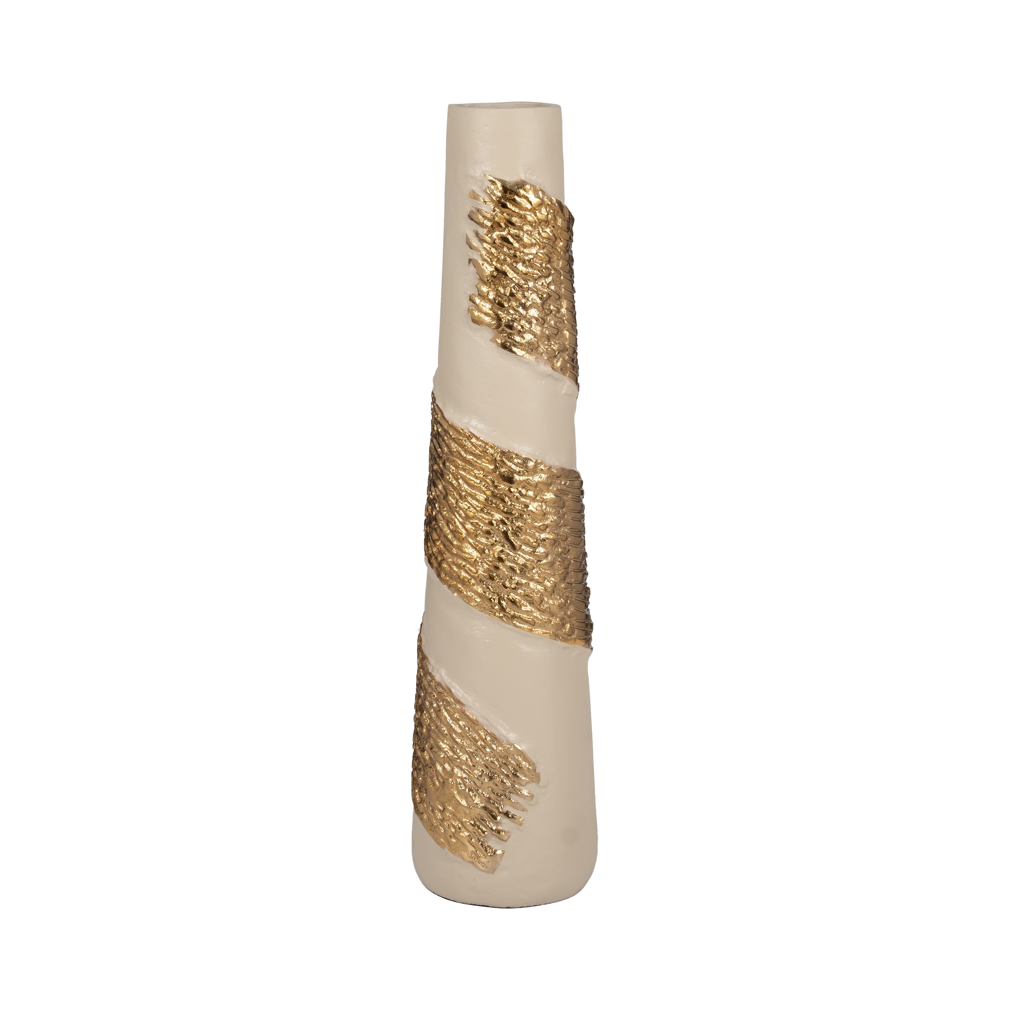 Sagebrook Home Glass White/Gold Cylinder Aluminum Wrapped Vase