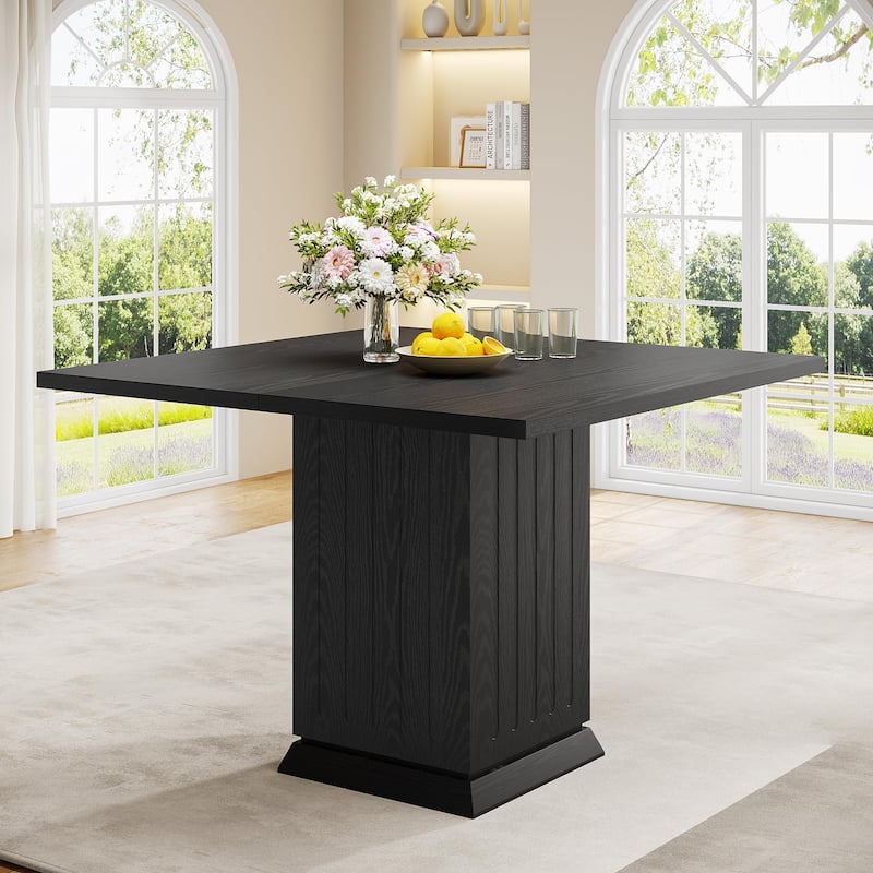 Modern Small Wood Square Dining Table for 4 People - Black