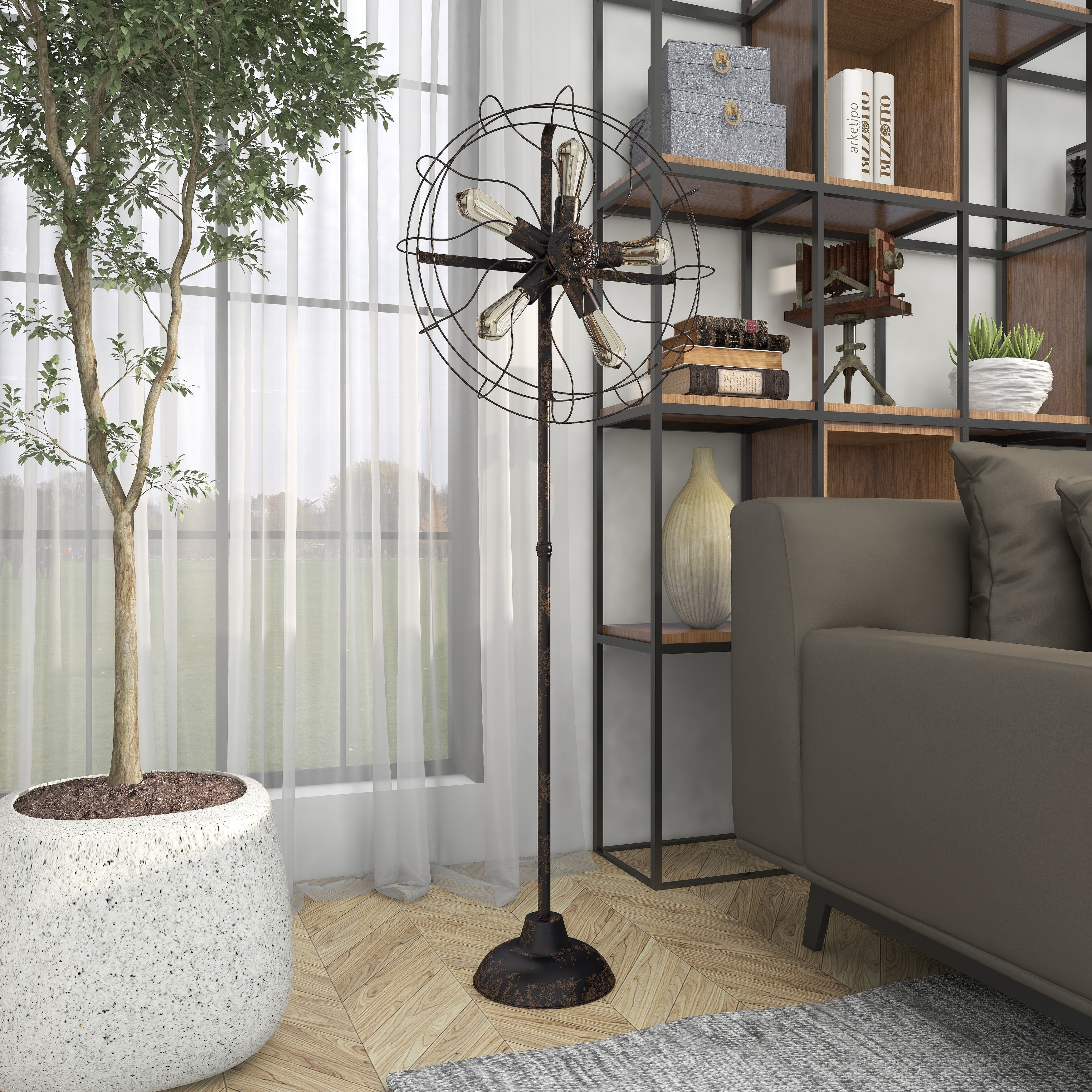 Silver industrial floor lamp cheap