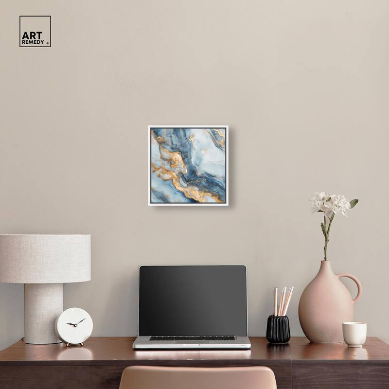 Golden Cloud Marble Canvas by Art Remedy