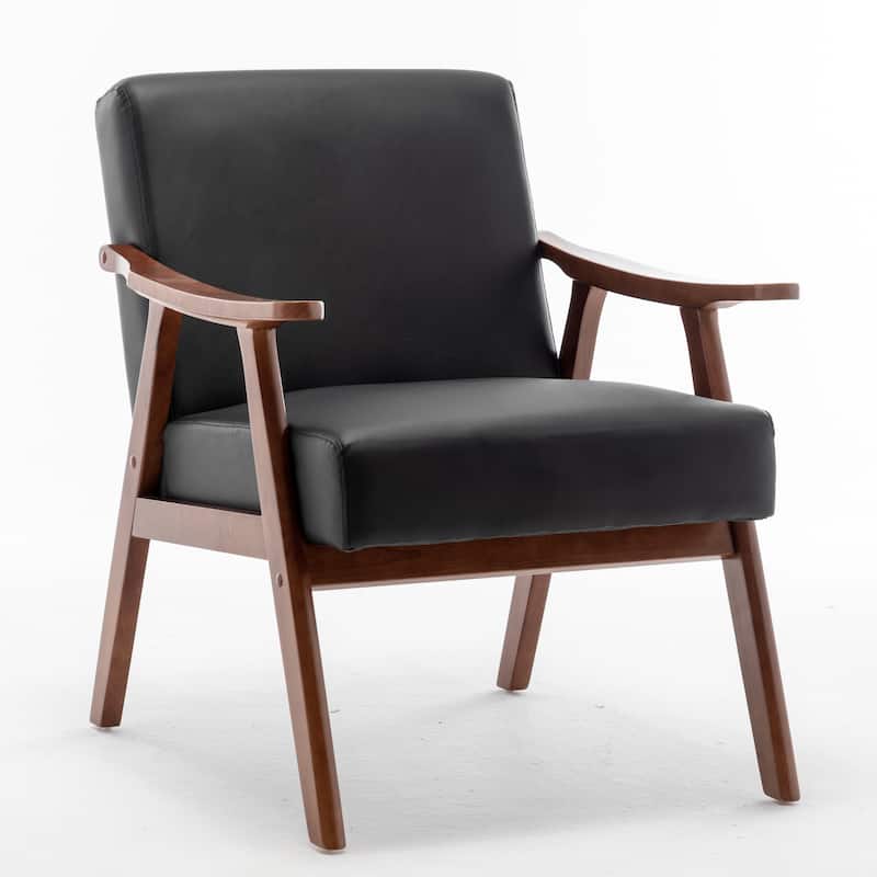 Cedrice 26.37" Wide Faux Leather Accent Chair - BLACK PU/PVC