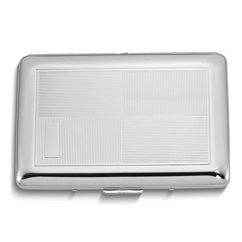 Curata Silver-Tone Rectangle Design Business Card Case