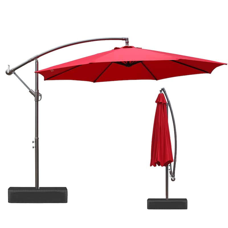 Aoodor 10 ft. Patio Offset Hanging Cantilever Patio Umbrella - Red