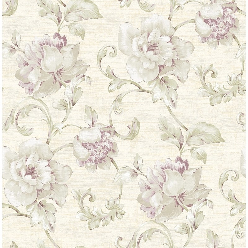 Seabrook Design Rhea Floral Scroll Unpasted Wallpaper