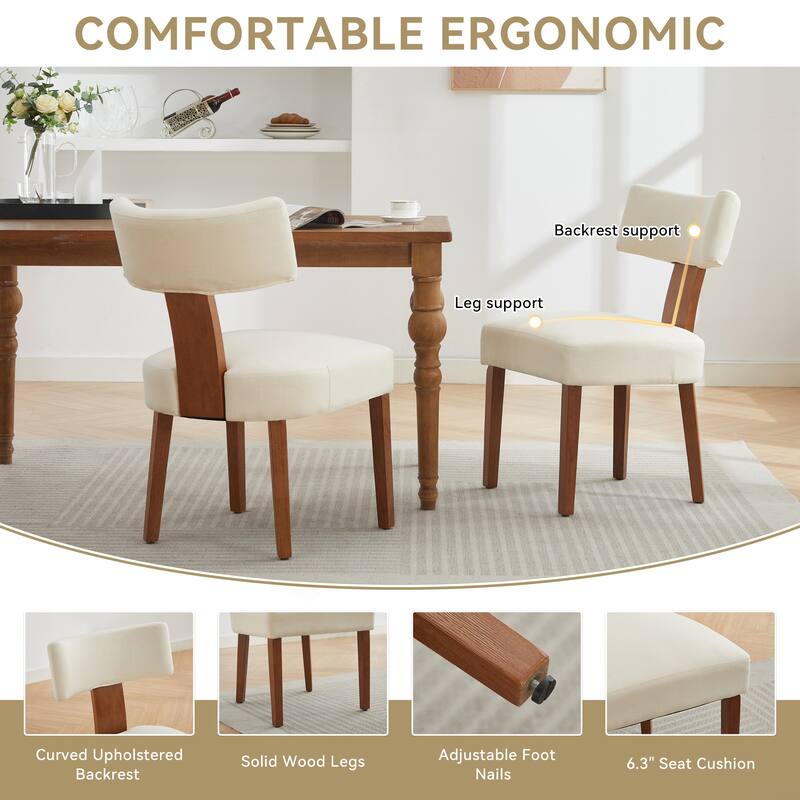 Set of 2 Fabric Modern Armless Dining Chairs