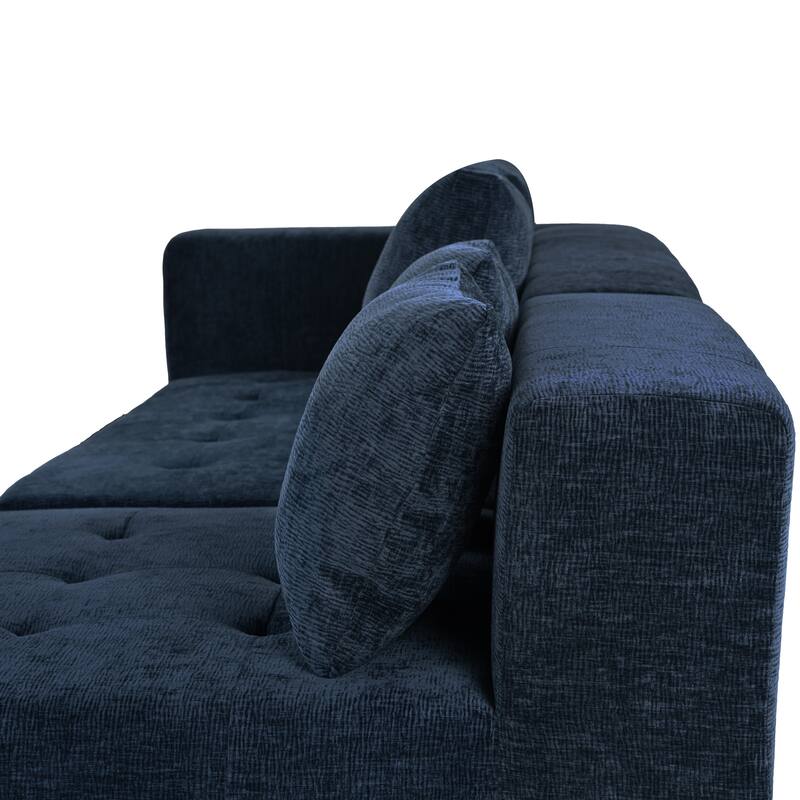 110" Polyester Modular Sectional Sofa (3-Piece) with 4 Pillows and Tufted Seat Design