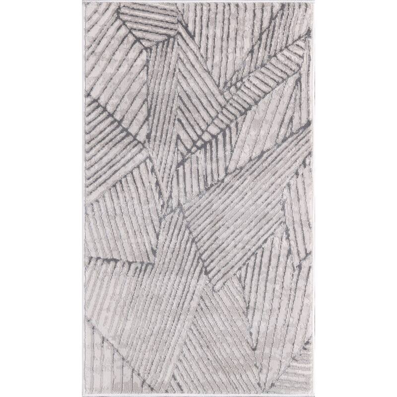 Nevada Collection Abstract Geometric Neutral Area Rug - 1'9 x 2'9